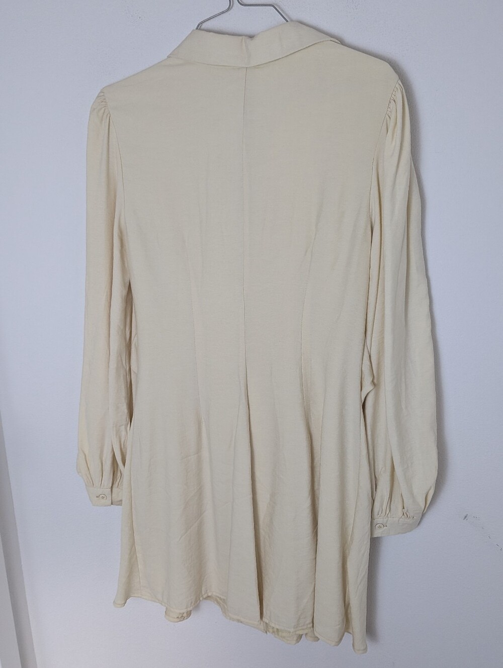 Lulus Sway of Life Cream Button-Up Tie-Front Shirt Dress sz S Long Sleeve EUC - Picture 10 of 16